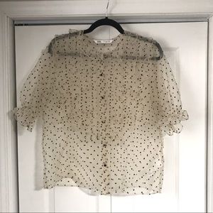 Zara Sheer Polka Dot Blouse